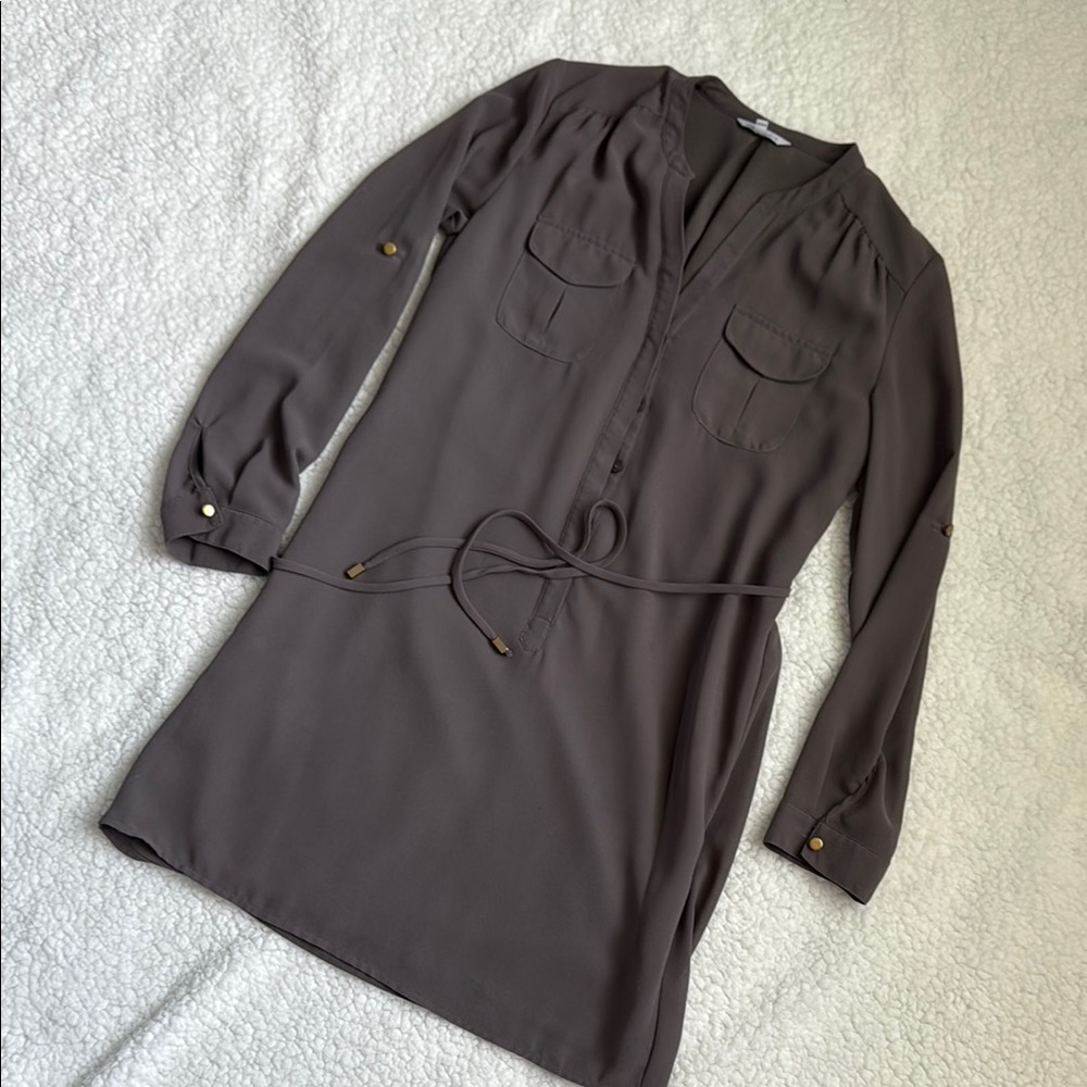 Chic Gray Long Sleeve Dress